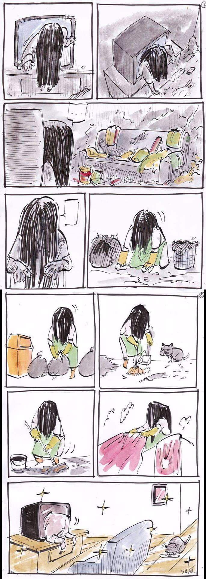 링) TV에서 사다코가 튀어나오는 만화.manhwa